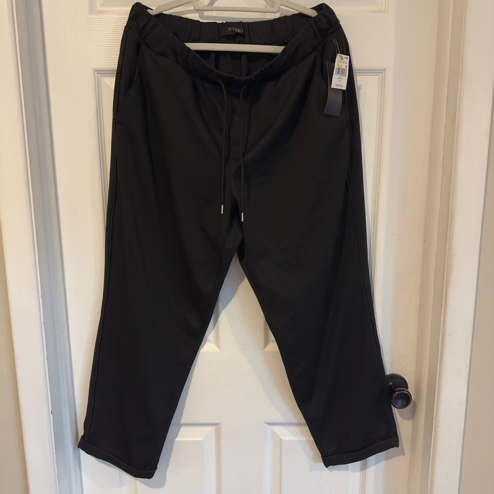 Stitch Star Womens 1X Black Pull On Cuffed Leg Pants NWT SS20241-2